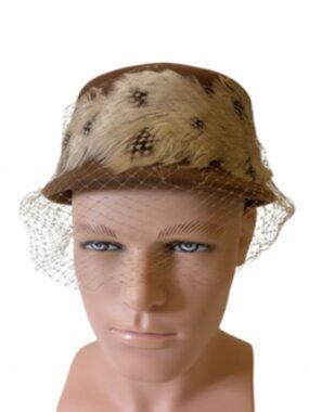 Vintage Brown Feathered Felt Hat With Veil